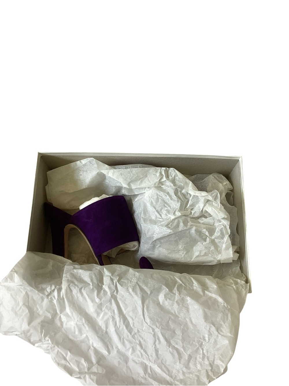Manolo Blahnik Vintage Leather Purple Suede Open-Toe Mules sz 38 - Picture 11 of 15